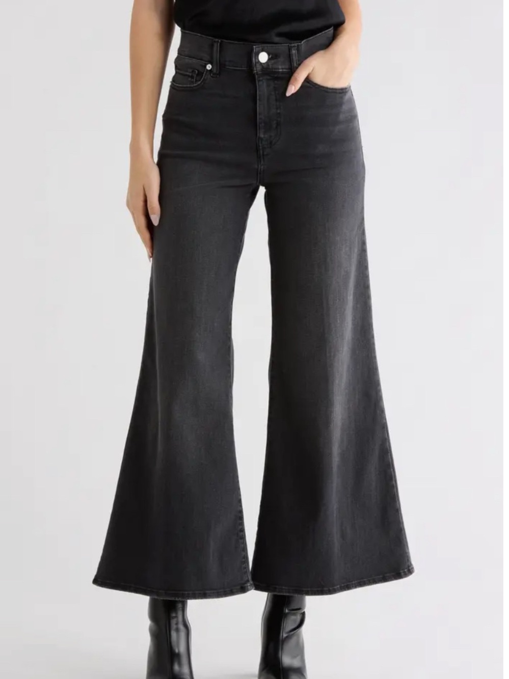 Frame denim Le Crop palazzo High-Waist Black Wide-Leg Women’s Jeans size 24
